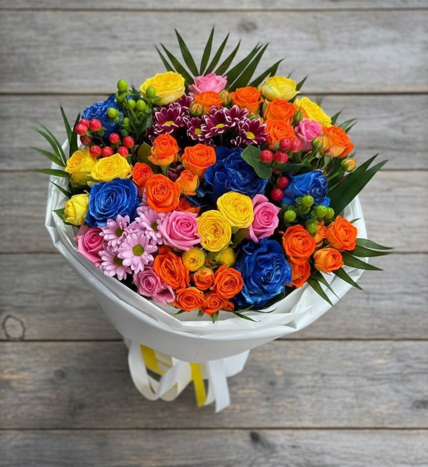 Букет цветов из: Розы и Хризантемы в Нововолково