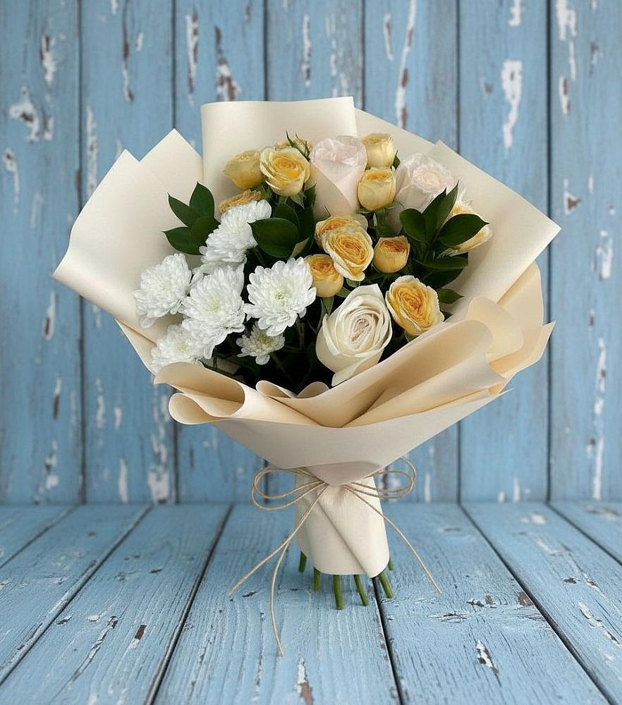 Букет цветов из: Розы и Хризантемы в Нововолково