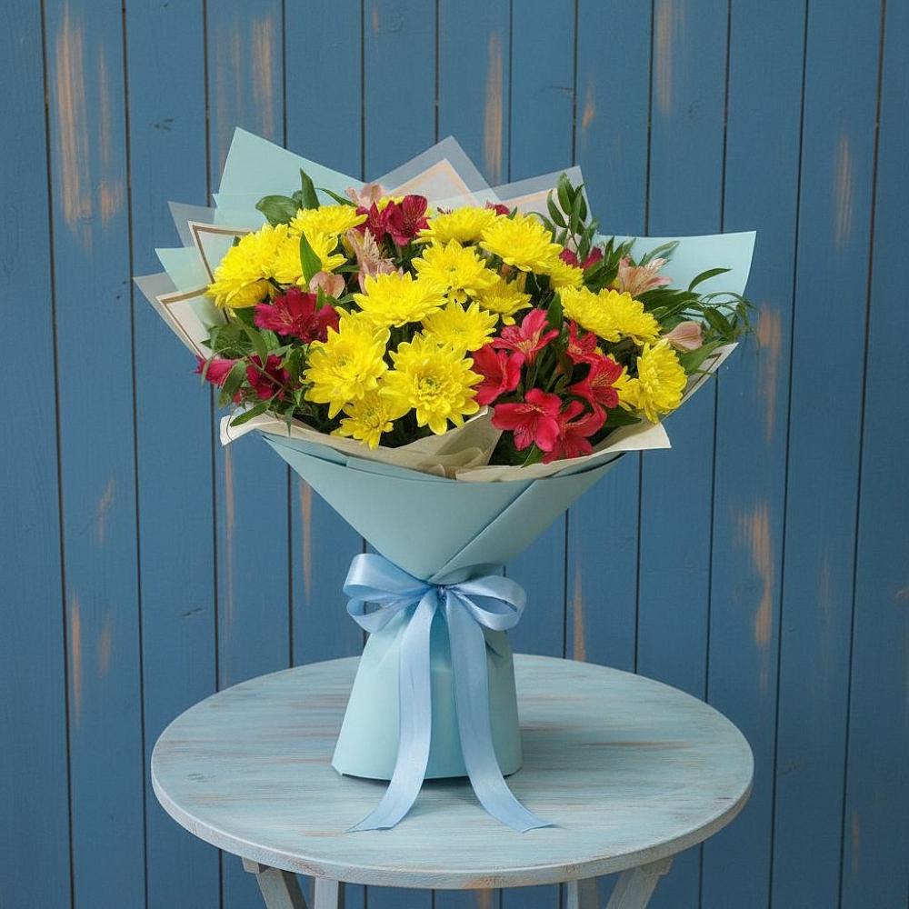 Букет цветов из: Альстромерии и Хризантемы в Нововолково