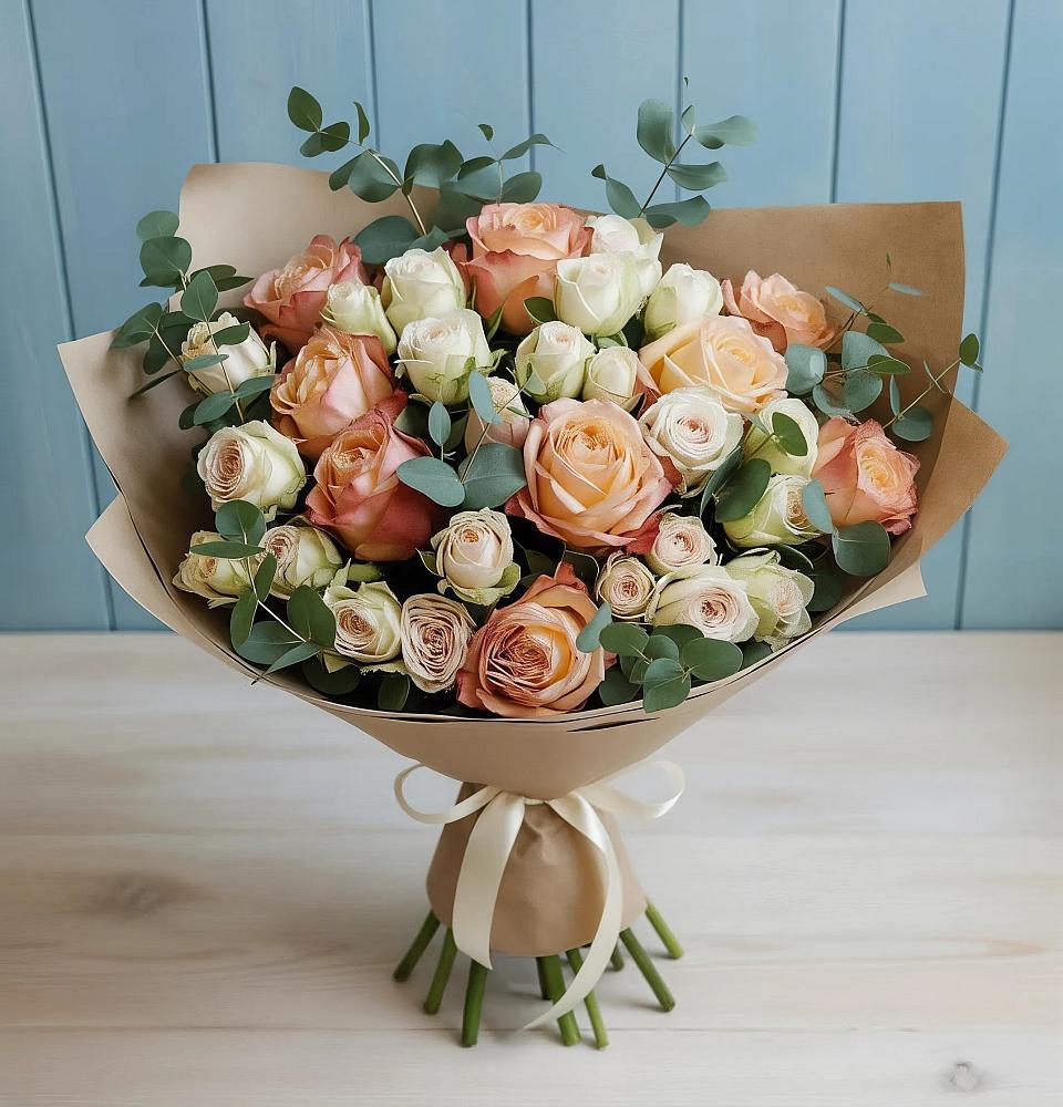 Букет цветов из: Альстромерии и Розы в Нововолково