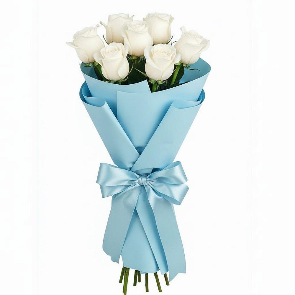 Букет 7 белых роз Проуд в Нововолково