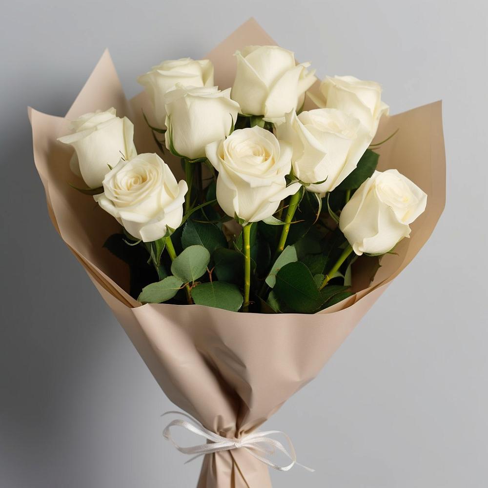 Букет 9 Белых роз Эдлесс Лав в Нововолково