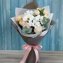 Букет цветов из:  Хризантемы и Розы в Нововолково