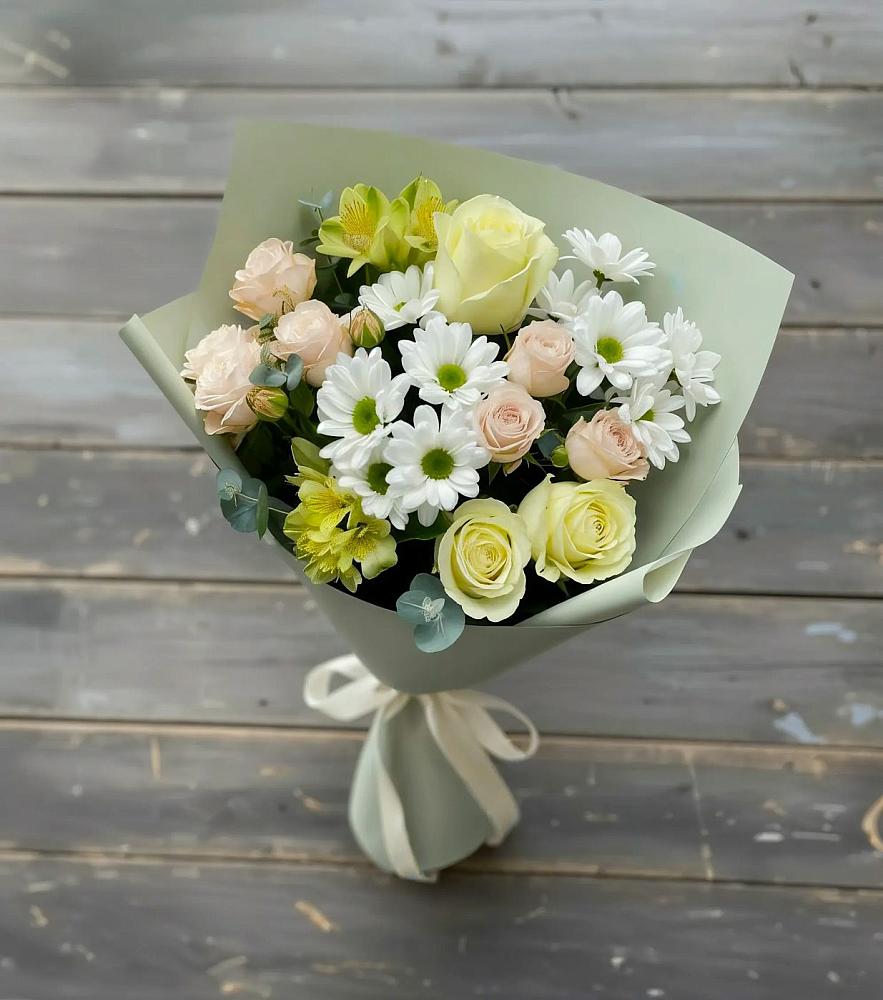 Букет цветов из: Альстромерии, Розы и Хризантемы в Нововолково
