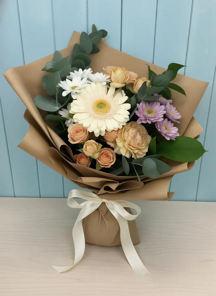 Букет цветов из: Герберы и Хризантемы в Нововолково