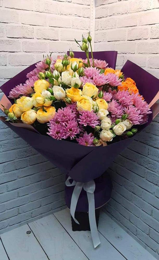 Букет цветов из: Хризантемы и Розы в Нововолково