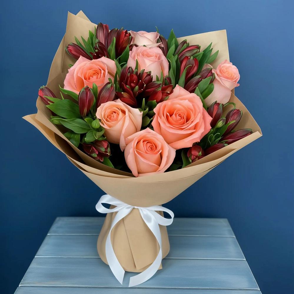 Букет цветов из: Розы и Альстромерии в Нововолково