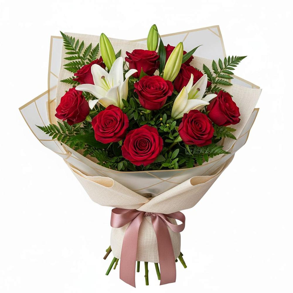 Букет цветов из: Лилии и Розы в Нововолково