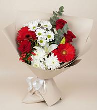Букет цветов из:  Розы, Хризантемы, Герберы и Лилии #REPLACE_PRED# Нововолково