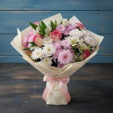 Букет цветов из:  Хризантемы, Альстромерии и Розы в Нововолково