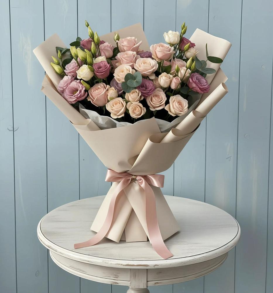 Букет цветов из: Розы и Лизиантусы в Нововолково