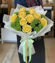 Букет цветов из:  Хризантемы и Розы в Нововолково