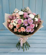 Букет цветов из:  Хризантемы, Розы и Альстромерии в Нововолково
