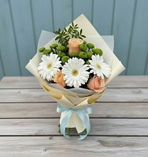 Букет цветов из:  Герберы, Розы и Хризантемы в Нововолково