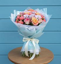 Букет цветов из:  Хризантемы и Розы в Нововолково