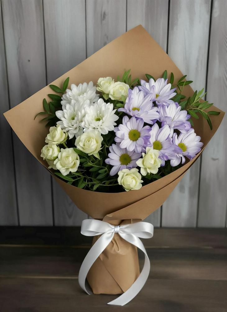 Букет цветов из: Хризантемы и Розы в Нововолково
