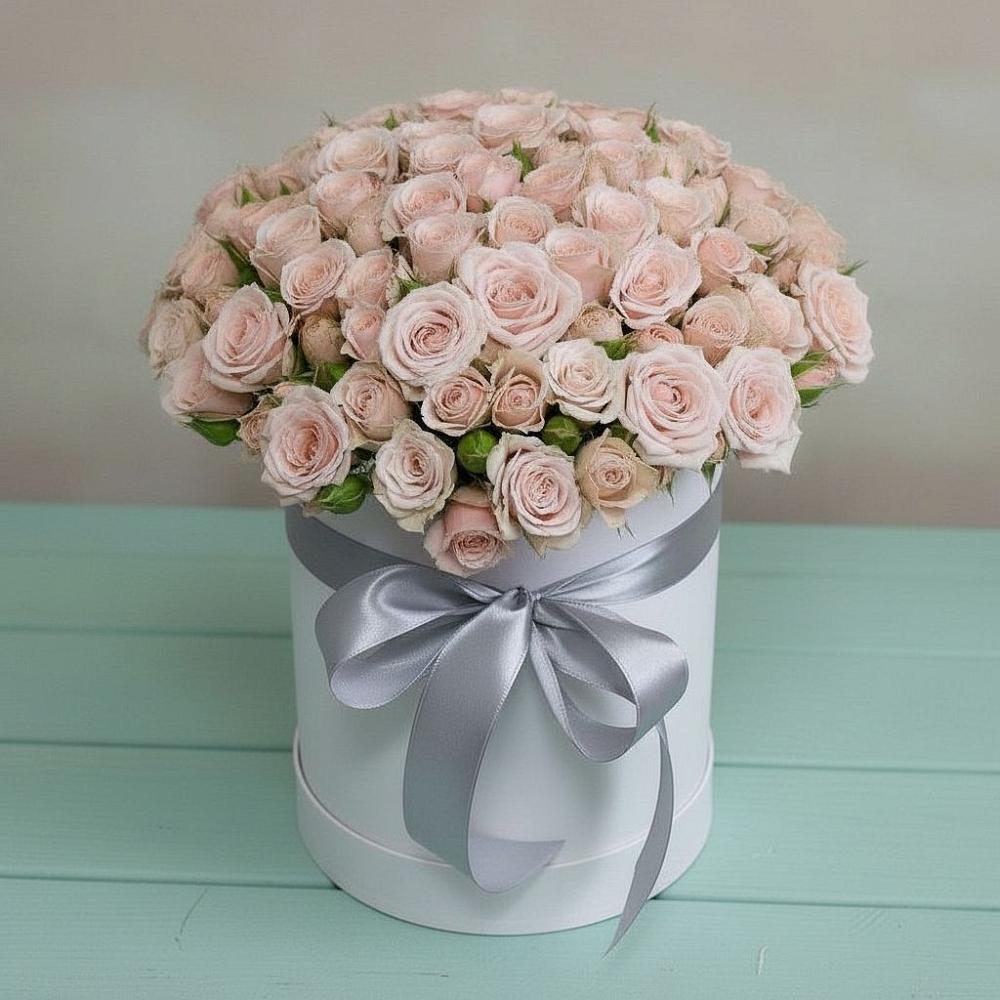 Цветочная композиция из Розы в шляпной коробке в Нововолково